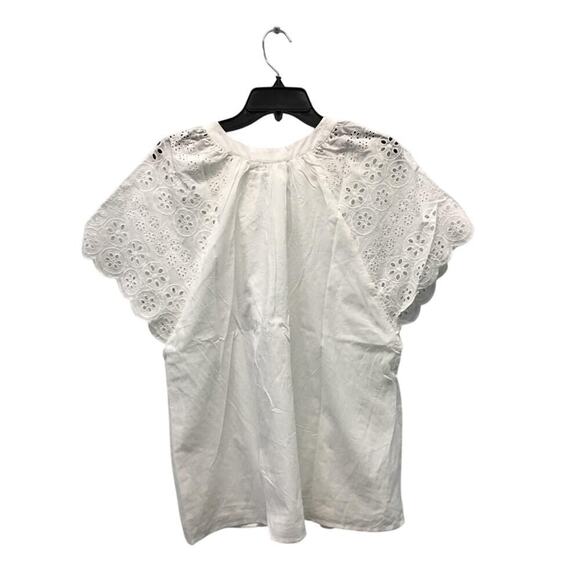 Parker and Rowe Eyelet Sleeve Blouse Size Large White Top New with tags - Picture 4 of 4